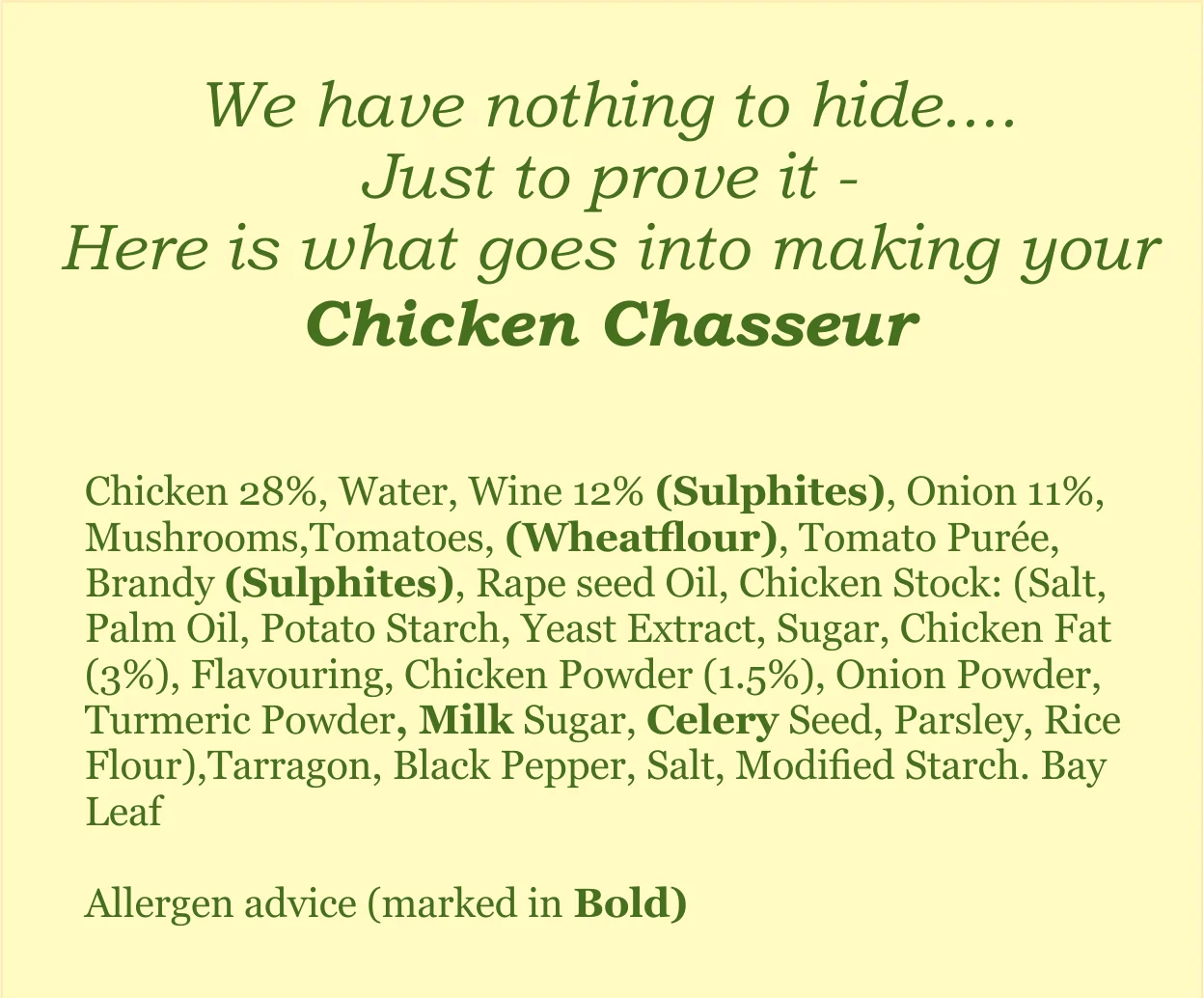 'A-la-Carte' Chicken Chasseur Ready Meal - Image 4