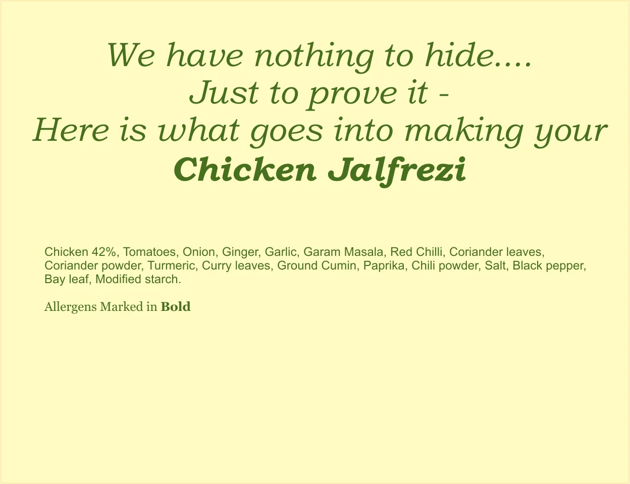 'A-la-Carte' Chicken Jalfrezi Ready Meal - Image 3